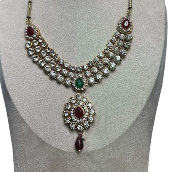 Pre-Owned Multi-Stone Statement Necklace with Crystal Accents - Picture 1 of 6